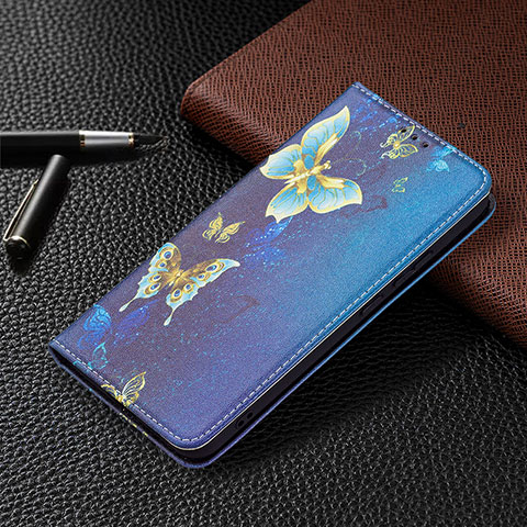 Handytasche Stand Schutzhülle Flip Leder Hülle Modisch Muster B03F für Samsung Galaxy S22 5G Königs Blau