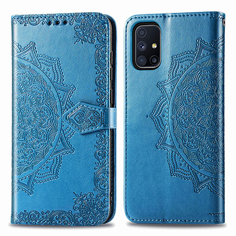 Handytasche Stand Schutzhülle Flip Leder Hülle Modisch Muster für Samsung Galaxy M51 Blau