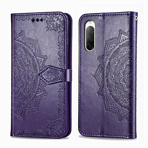 Handytasche Stand Schutzhülle Flip Leder Hülle Modisch Muster für Sony Xperia 10 II Violett