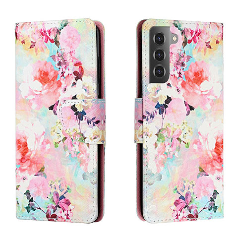 Handytasche Stand Schutzhülle Flip Leder Hülle Modisch Muster H01X für Samsung Galaxy S22 5G Pink