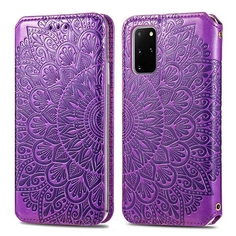Handytasche Stand Schutzhülle Flip Leder Hülle Modisch Muster S01D für Samsung Galaxy S20 Plus 5G Violett