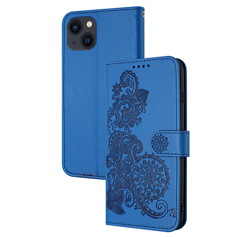 Handytasche Stand Schutzhülle Flip Leder Hülle Modisch Muster Y02X für Apple iPhone 14 Blau