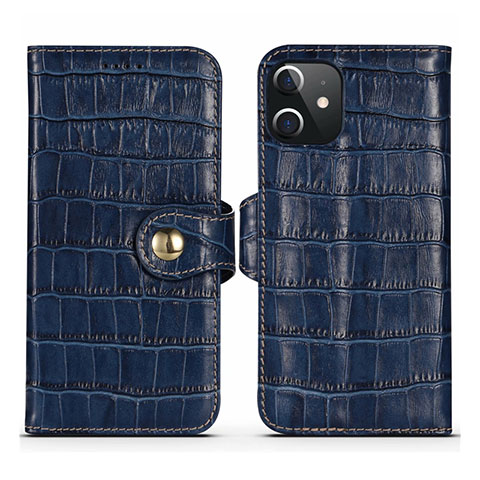 Handytasche Stand Schutzhülle Flip Leder Hülle N02 für Apple iPhone 12 Blau