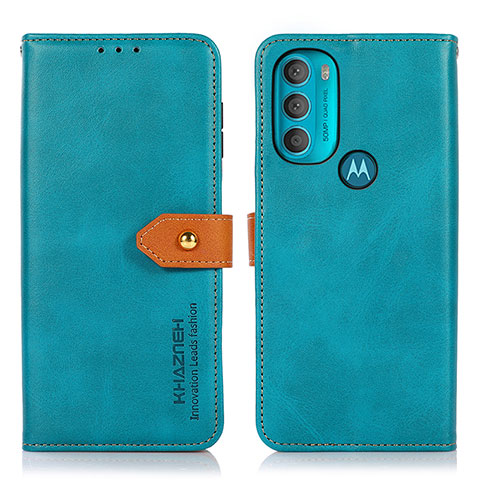 Handytasche Stand Schutzhülle Flip Leder Hülle N07P für Motorola Moto G71 5G Cyan