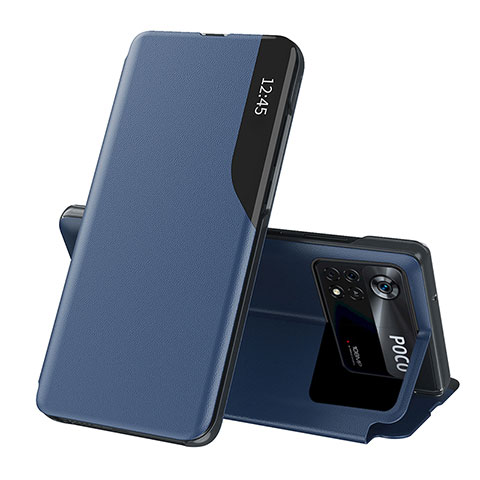 Handytasche Stand Schutzhülle Flip Leder Hülle Q02H für Xiaomi Poco X4 Pro 5G Blau