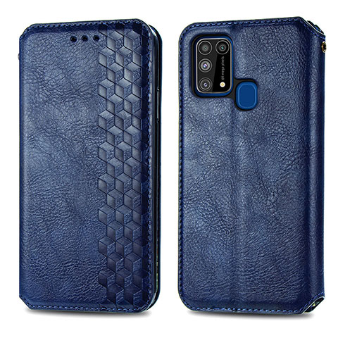 Handytasche Stand Schutzhülle Flip Leder Hülle S01D für Samsung Galaxy M31 Prime Edition Blau