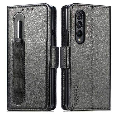 Handytasche Stand Schutzhülle Flip Leder Hülle S01D für Samsung Galaxy Z Fold3 5G Schwarz