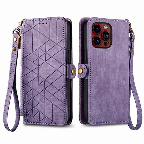 Handytasche Stand Schutzhülle Flip Leder Hülle S05D für Apple iPhone 13 Pro Max Violett