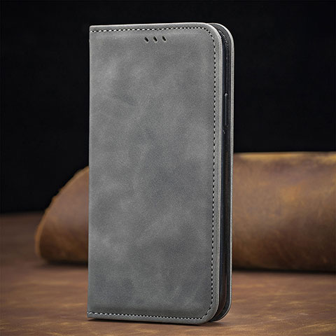 Handytasche Stand Schutzhülle Flip Leder Hülle S12D für Samsung Galaxy S25 Ultra 5G Grau