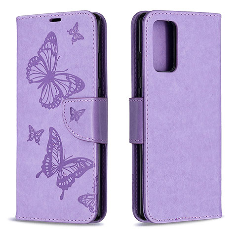 Handytasche Stand Schutzhülle Flip Leder Hülle Schmetterling B01F für Samsung Galaxy Note 20 5G Helles Lila