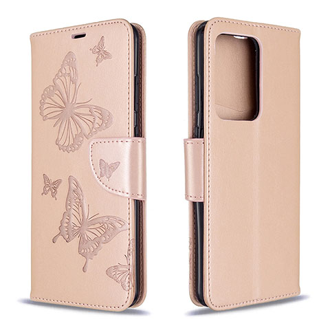 Handytasche Stand Schutzhülle Flip Leder Hülle Schmetterling B01F für Samsung Galaxy S20 Plus Rosegold