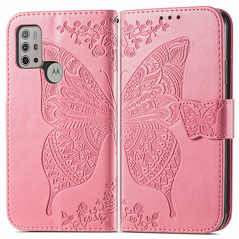 Handytasche Stand Schutzhülle Flip Leder Hülle Schmetterling für Motorola Moto G30 Pink