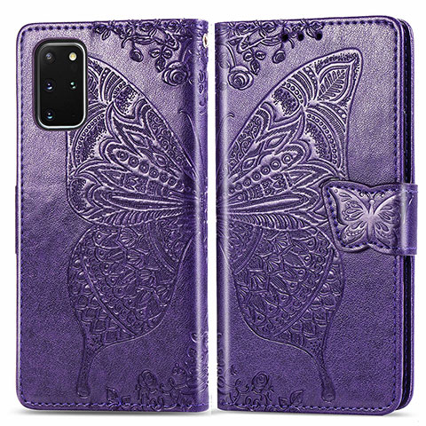Handytasche Stand Schutzhülle Flip Leder Hülle Schmetterling für Samsung Galaxy S20 Plus Violett