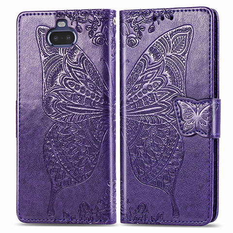 Handytasche Stand Schutzhülle Flip Leder Hülle Schmetterling für Sony Xperia 8 Lite Violett