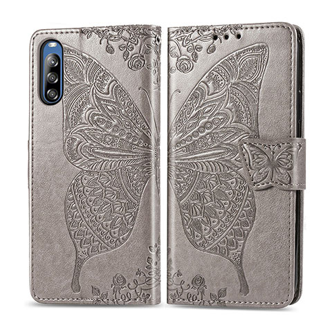 Handytasche Stand Schutzhülle Flip Leder Hülle Schmetterling für Sony Xperia L4 Grau