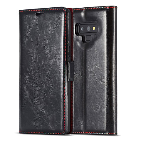 Handytasche Stand Schutzhülle Flip Leder Hülle T01 für Samsung Galaxy Note 9 Schwarz