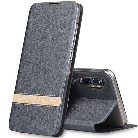 Handytasche Stand Schutzhülle Flip Leder Hülle T01 für Xiaomi Mi Note 10 Grau