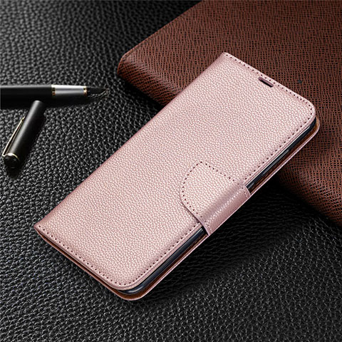 Handytasche Stand Schutzhülle Flip Leder Hülle T02 für Xiaomi Redmi Note 9 Rosegold