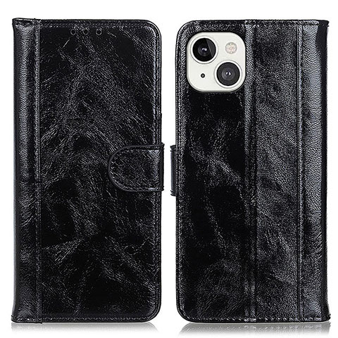 Handytasche Stand Schutzhülle Flip Leder Hülle T04 für Apple iPhone 14 Schwarz