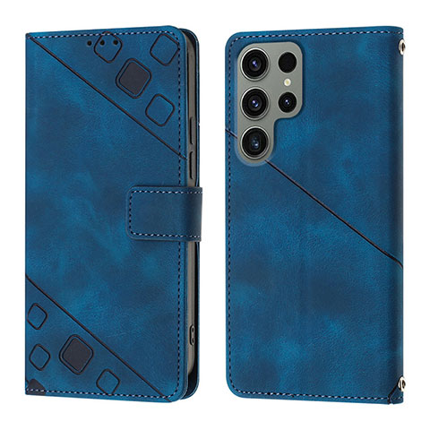 Handytasche Stand Schutzhülle Flip Leder Hülle YB1 für Samsung Galaxy S23 Ultra 5G Blau