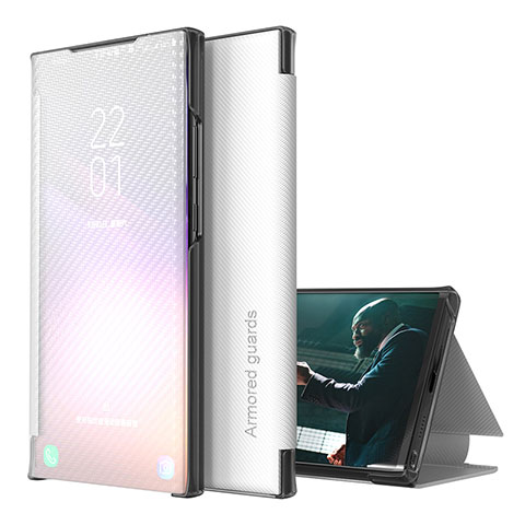 Handytasche Stand Schutzhülle Flip Leder Hülle ZL1 für Samsung Galaxy A50S Silber