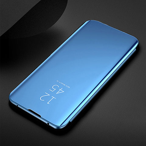 Handytasche Stand Schutzhülle Flip Leder Rahmen Spiegel Tasche für Samsung Galaxy M30s Blau