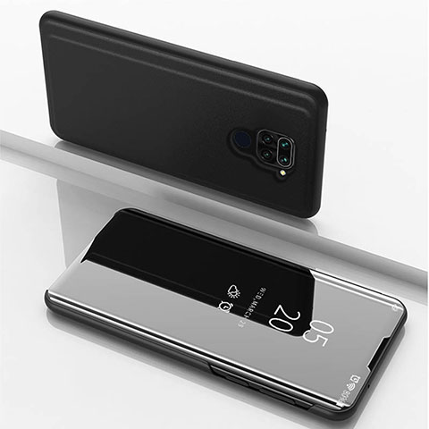 Handytasche Stand Schutzhülle Flip Leder Rahmen Spiegel Tasche für Xiaomi Redmi Note 9 Schwarz