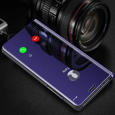 Handytasche Stand Schutzhülle Flip Leder Rahmen Spiegel Tasche L01 für Samsung Galaxy S21 Ultra 5G Violett