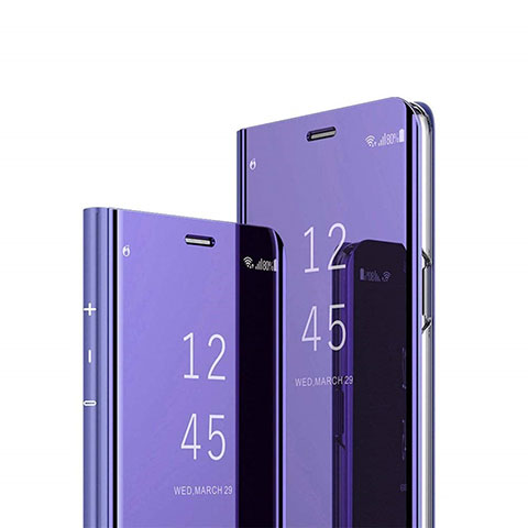 Handytasche Stand Schutzhülle Flip Leder Rahmen Spiegel Tasche L03 für Huawei Enjoy 10S Violett