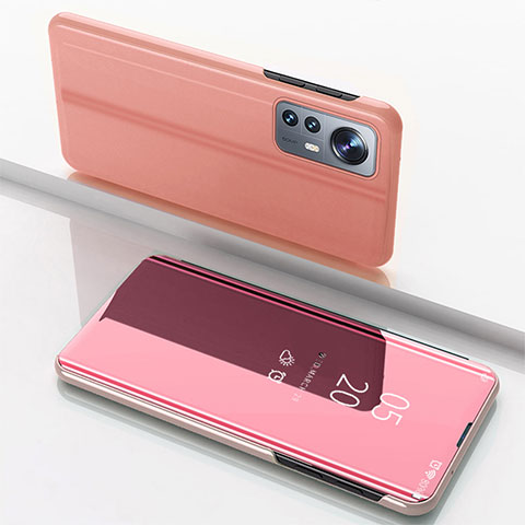 Handytasche Stand Schutzhülle Flip Leder Rahmen Spiegel Tasche L04 für Xiaomi Mi 12S Pro 5G Rosegold