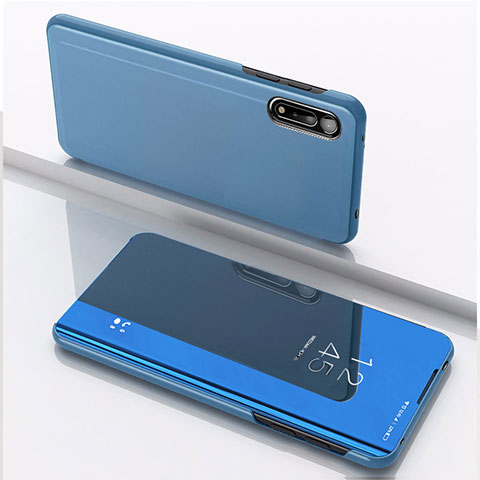 Handytasche Stand Schutzhülle Flip Leder Rahmen Spiegel Tasche QH1 für Xiaomi Redmi 9i Blau