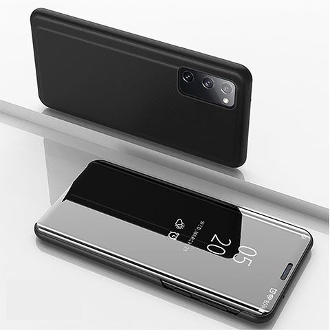Handytasche Stand Schutzhülle Flip Leder Rahmen Spiegel Tasche ZL1 für Samsung Galaxy S20 5G Schwarz