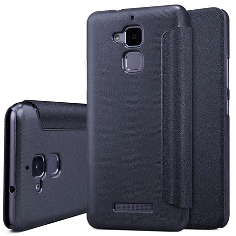 Handytasche Stand Schutzhülle Leder für Asus Zenfone 3 Max Schwarz