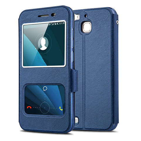 Handytasche Stand Schutzhülle Leder für Huawei Enjoy 5S Blau
