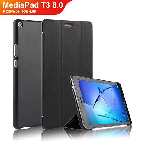 Handytasche Stand Schutzhülle Leder für Huawei MediaPad T3 8.0 KOB-W09 KOB-L09 Schwarz