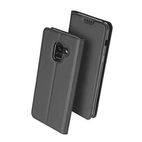 Handytasche Stand Schutzhülle Leder für Samsung Galaxy A8+ A8 Plus (2018) Duos A730F Schwarz