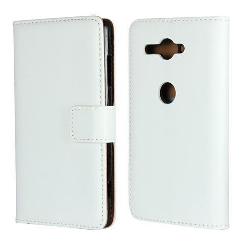 Handytasche Stand Schutzhülle Leder Hülle für Sony Xperia XZ2 Compact Weiß