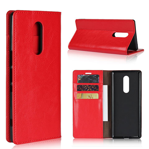 Handytasche Stand Schutzhülle Leder Hülle für Sony Xperia XZ4 Rot