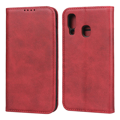 Handytasche Stand Schutzhülle Leder Hülle L01 für Samsung Galaxy A40 Rot