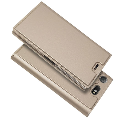 Handytasche Stand Schutzhülle Leder Hülle L05 für Sony Xperia XZ1 Compact Gold