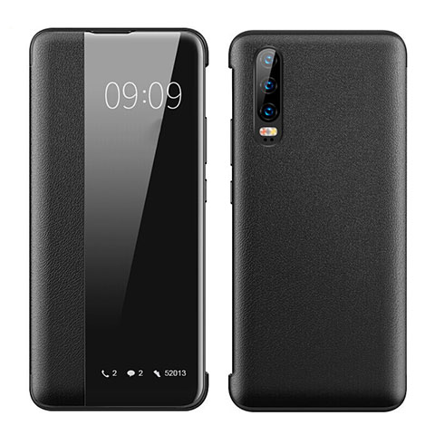 Handytasche Stand Schutzhülle Leder Hülle T01 für Huawei P30 Schwarz