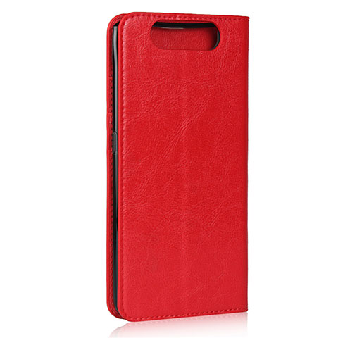 Handytasche Stand Schutzhülle Leder Hülle T07 für Samsung Galaxy A80 Rot