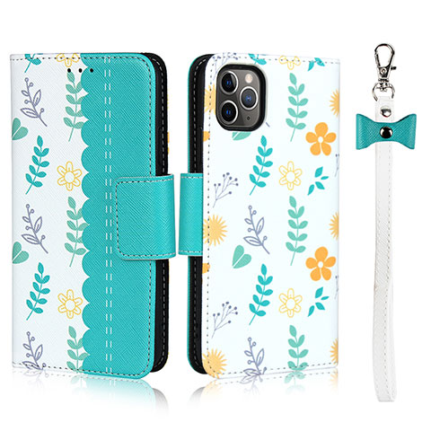 Handytasche Stand Schutzhülle Leder Hülle T14 für Apple iPhone 11 Pro Cyan