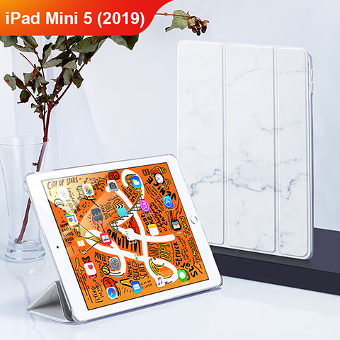 Handytasche Stand Schutzhülle Leder L01 für Apple iPad Mini 5 (2019) Weiß