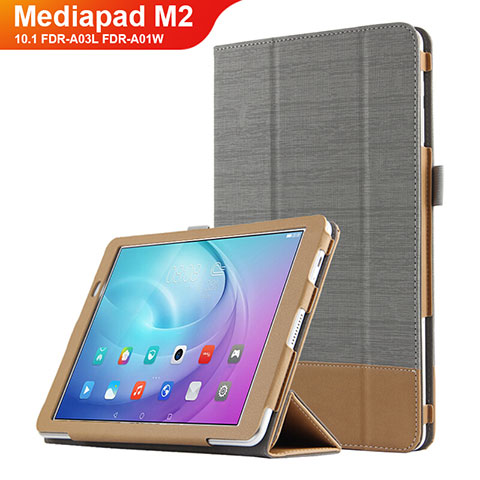 Handytasche Stand Schutzhülle Leder L01 für Huawei MediaPad M2 10.1 FDR-A03L FDR-A01W Grau