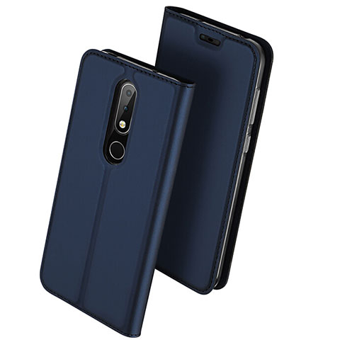 Handytasche Stand Schutzhülle Leder L01 für Nokia 6.1 Plus Blau