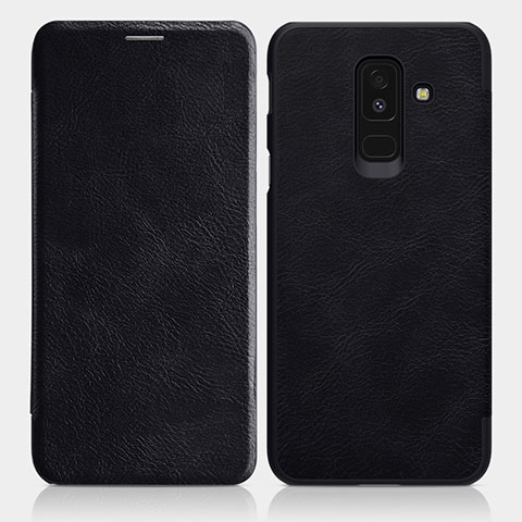 Handytasche Stand Schutzhülle Leder L01 für Samsung Galaxy A6 Plus (2018) Schwarz