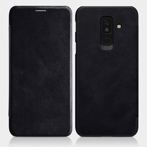 Handytasche Stand Schutzhülle Leder L01 für Samsung Galaxy A6 Plus Schwarz