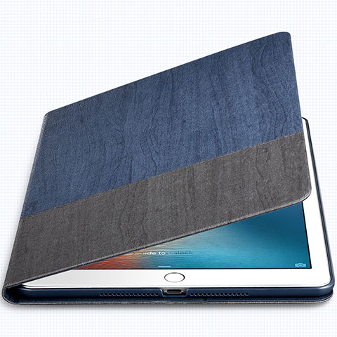 Handytasche Stand Schutzhülle Leder L02 für Apple New iPad 9.7 (2017) Blau