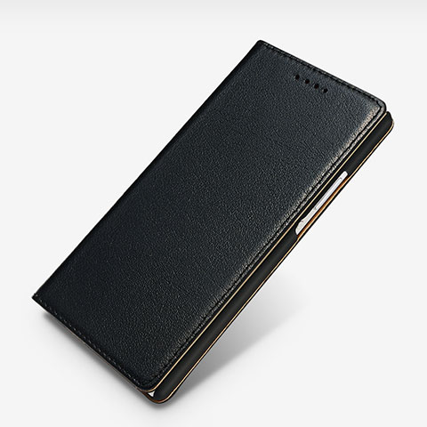 Handytasche Stand Schutzhülle Leder L02 für Huawei P7 Dual SIM Schwarz